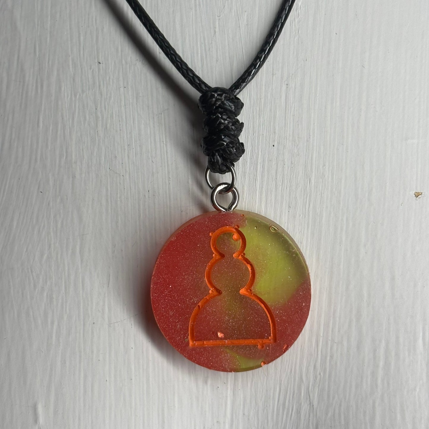 Green Pink Pawn - Handmade Resin Chess Necklace