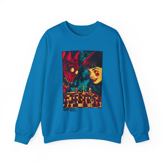 Chess With My Friend - Sapphire Blue Chess Crewneck Sweater