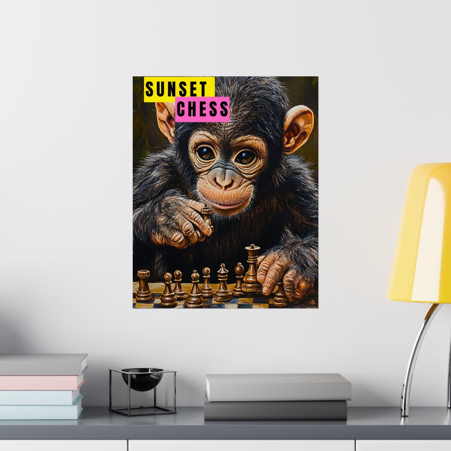 Baby Chimp Learns Chess - Matte Vertical Poster 16"x20"