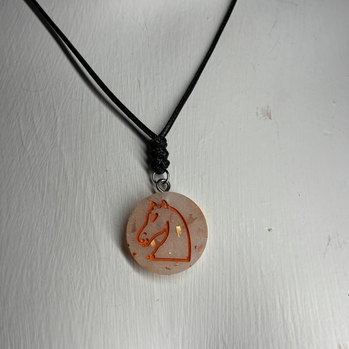 Crystal Orange Knight - Handmade Resin Chess Necklace