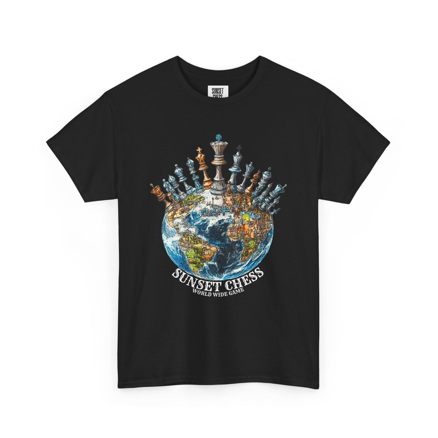 Chess World - Black Chess Tee - Unisex Heavy Cotton Tee