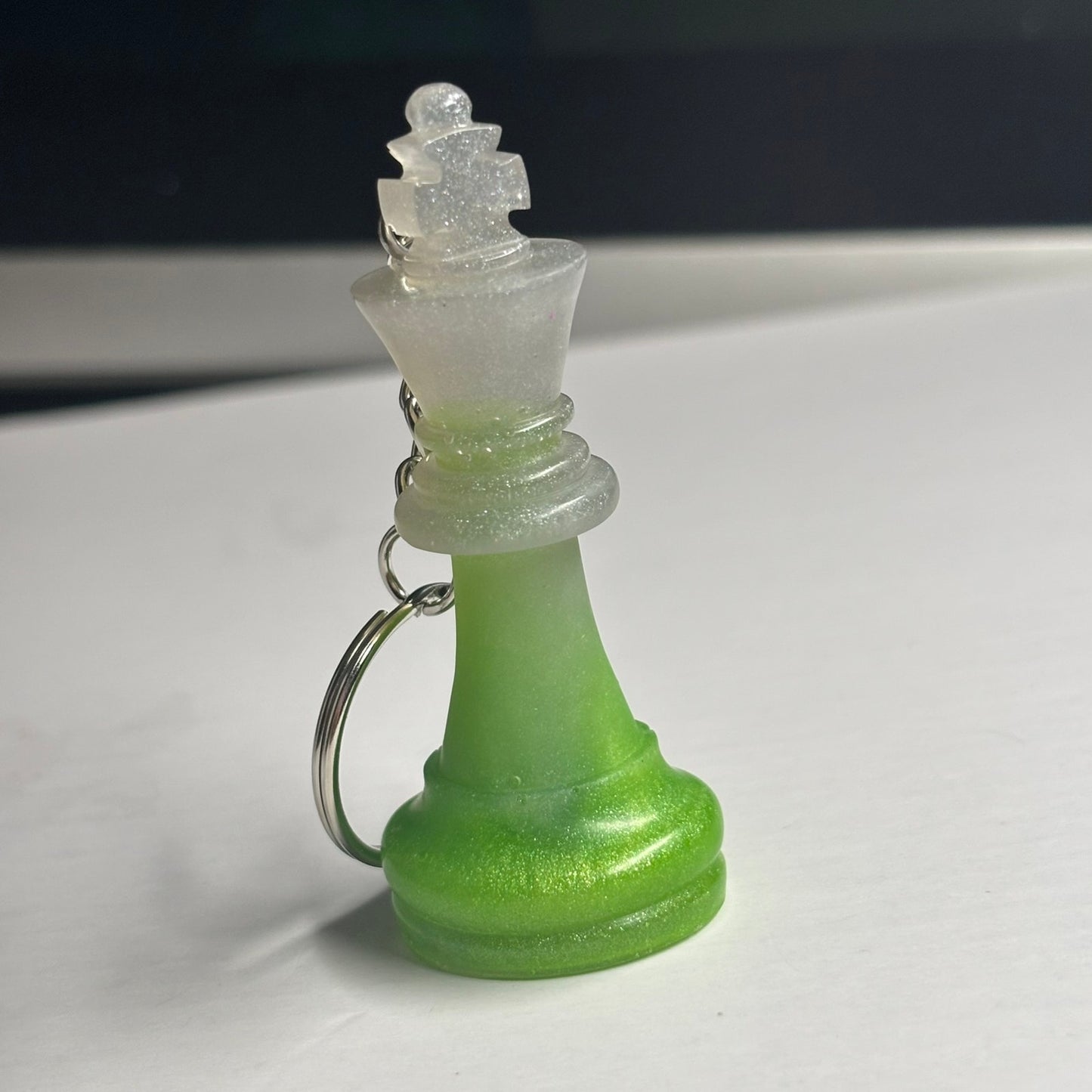 Green/White King - Handmade Resin Keychain