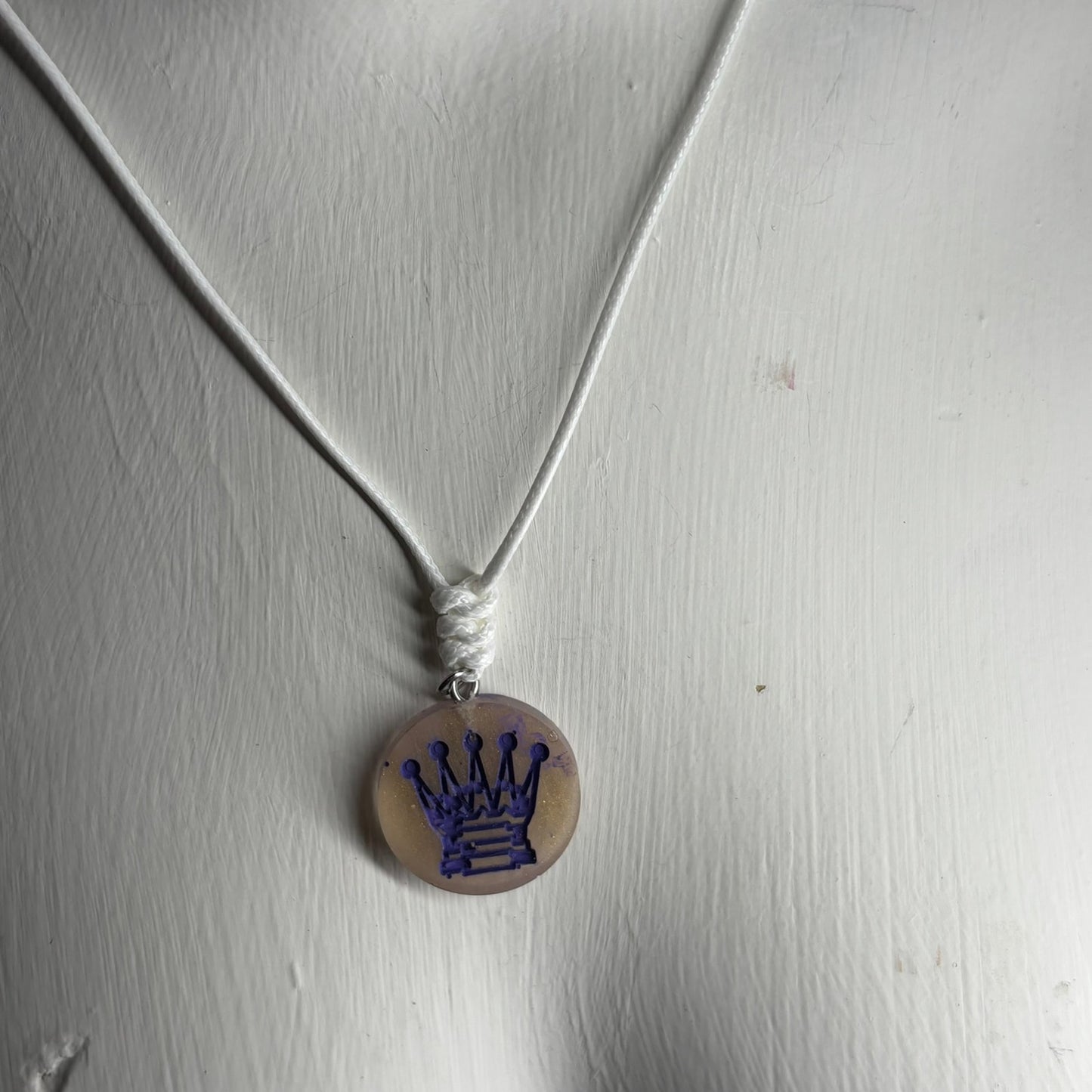 Classic Purple Queen - Handmade Resin Chess Necklace