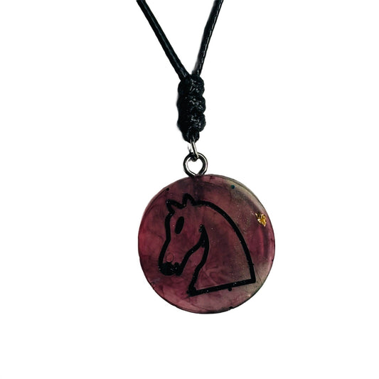 🎁 Burgundy Red Knight - Handmade Resin Chess Necklace (100% off)
