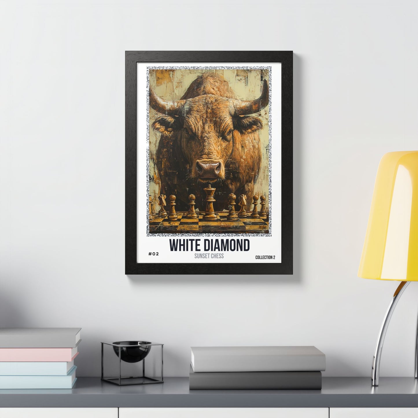 White Diamond - Collection 2 Card #02 - Sunset Card Poster Framed 12"x16"