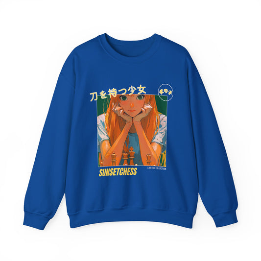 Happy Anime Girl - Blue Crewneck Sweater