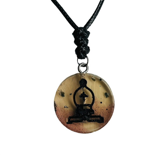 Translucent Coffee Bishop - Handmade Resin Chess Necklace