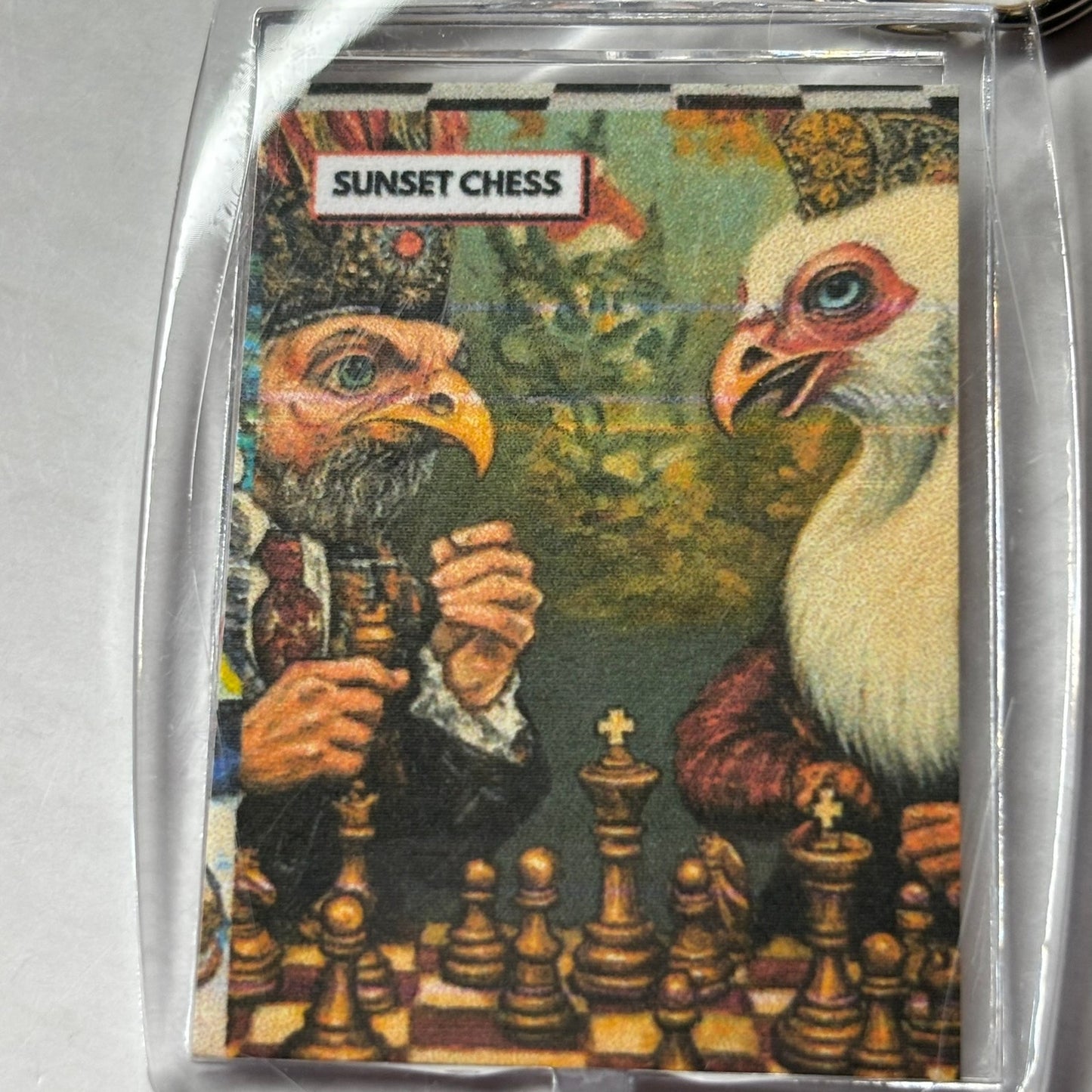 Chickens At Work - Chess  Photo Keychain