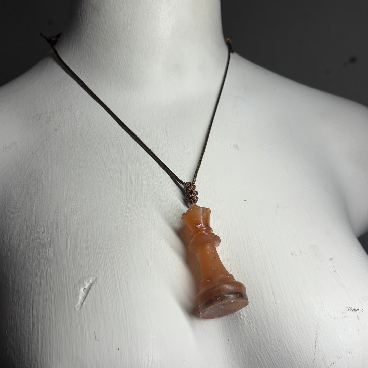Vintage Orange Queen - Handmade Resin Chess Necklace