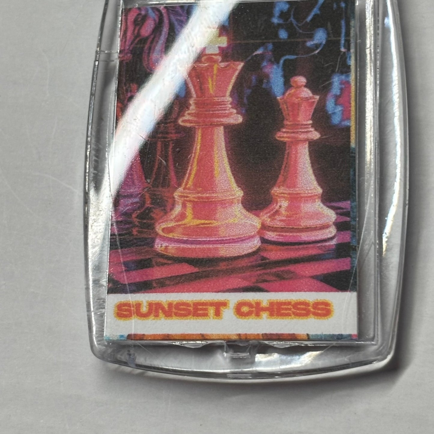 Glow Pink- Chess  Photo Keychain