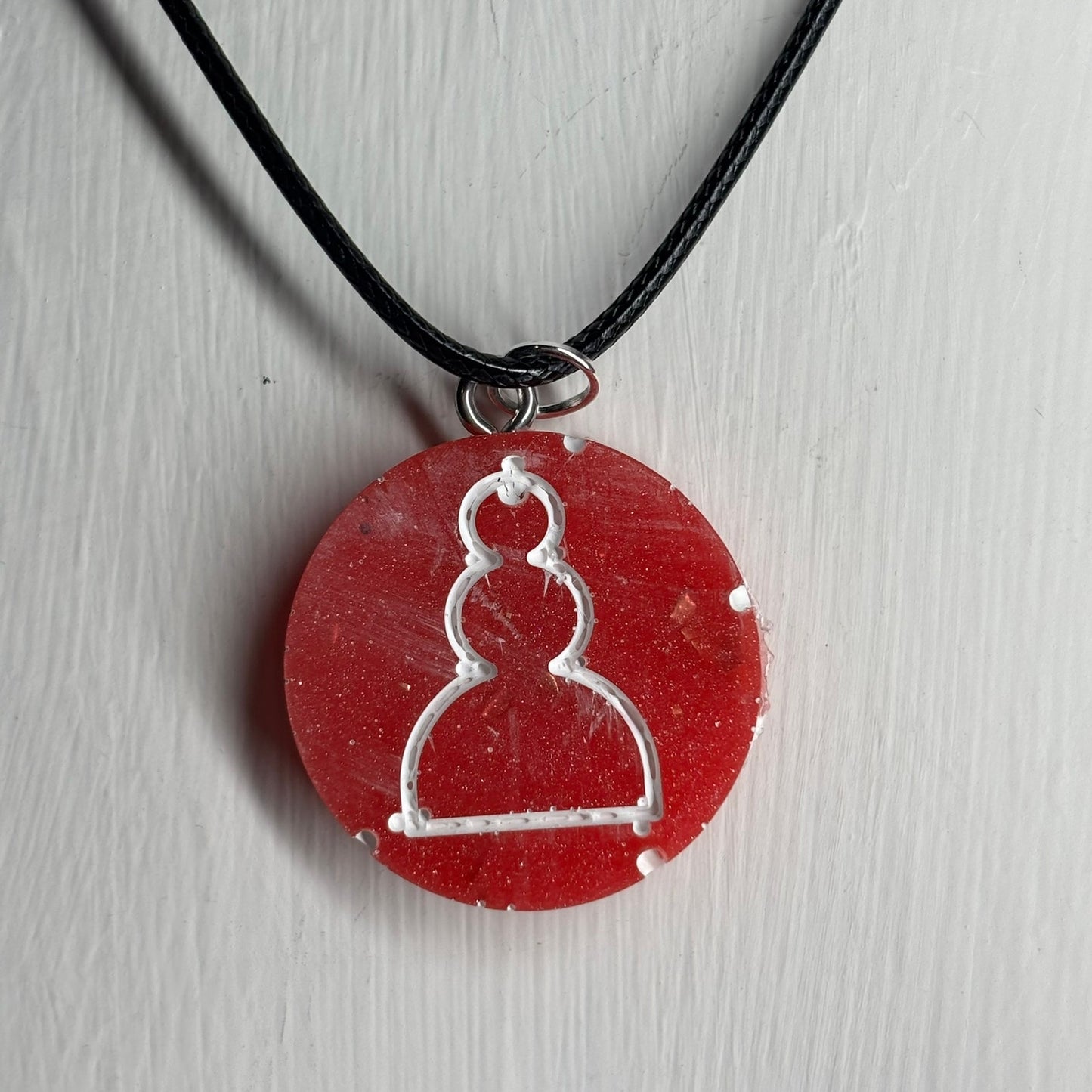 Cherry Red Pawn - Handmade Resin Chess Necklace