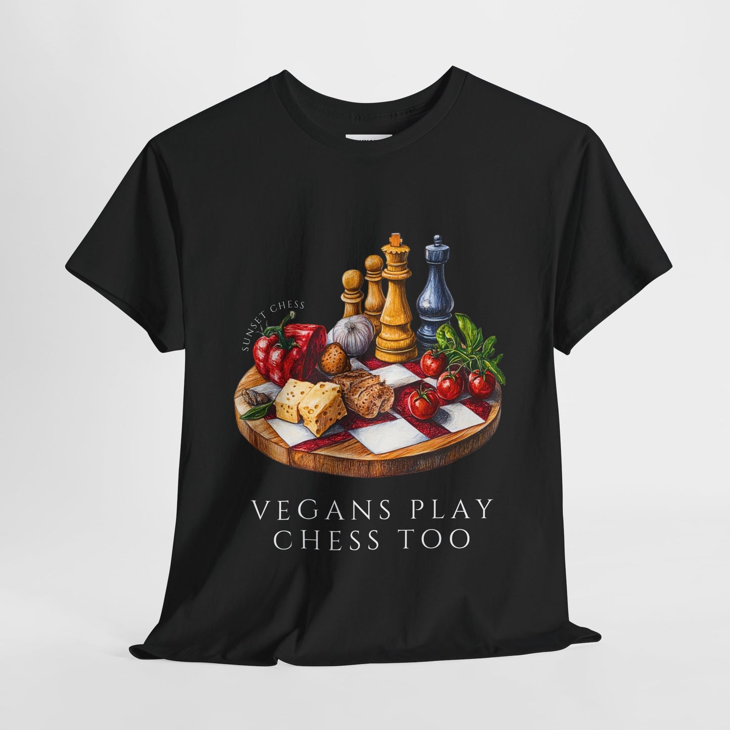 Copy of Vegan Chess - Black Tee - Unisex Heavy Cotton Tee