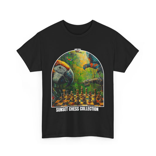 Tropical Birds - Black Chess T Shirt