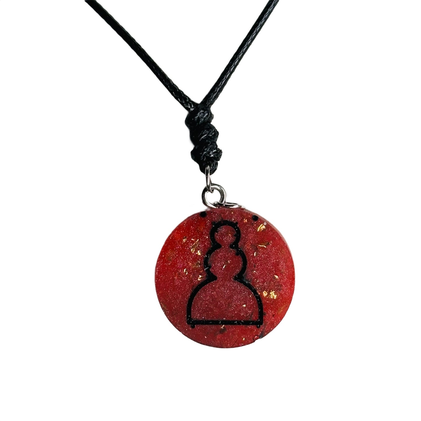 Sparkle Red Pawn - Handmade Resin Chess Necklace