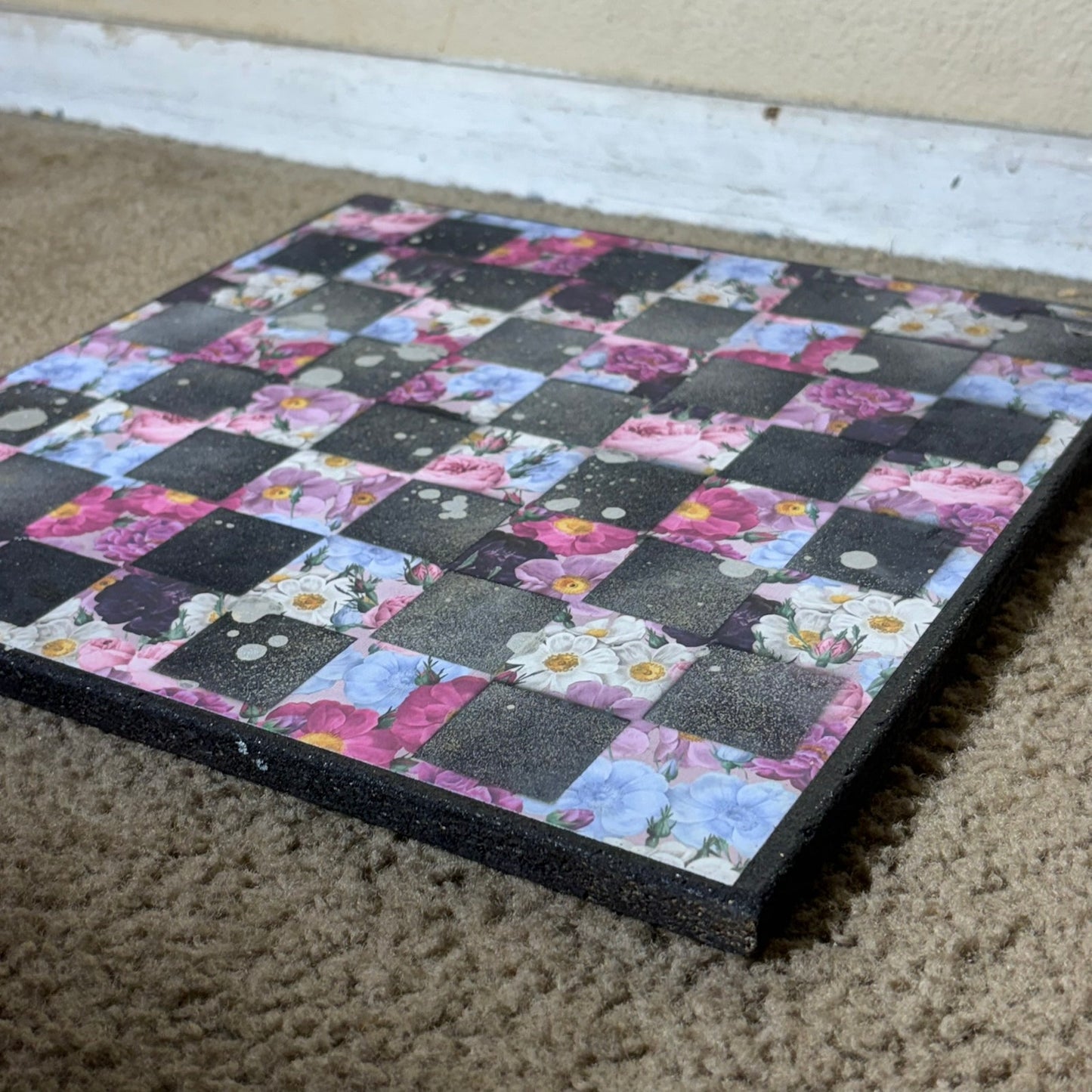 Purple Flower Chrome Sprinkles - Scrapbook Chess Board