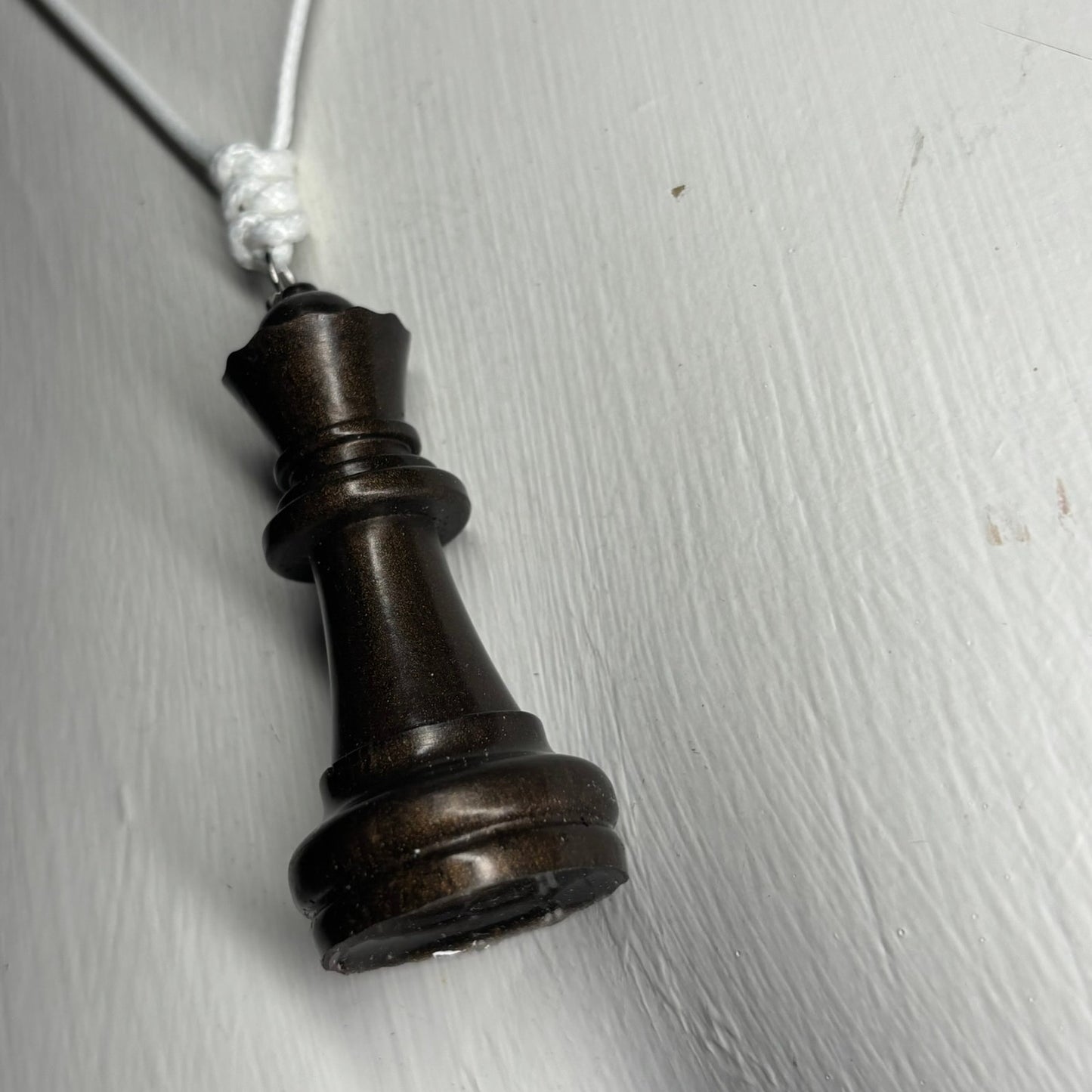 Rich Brown Queen - Handmade Resin Chess Necklace