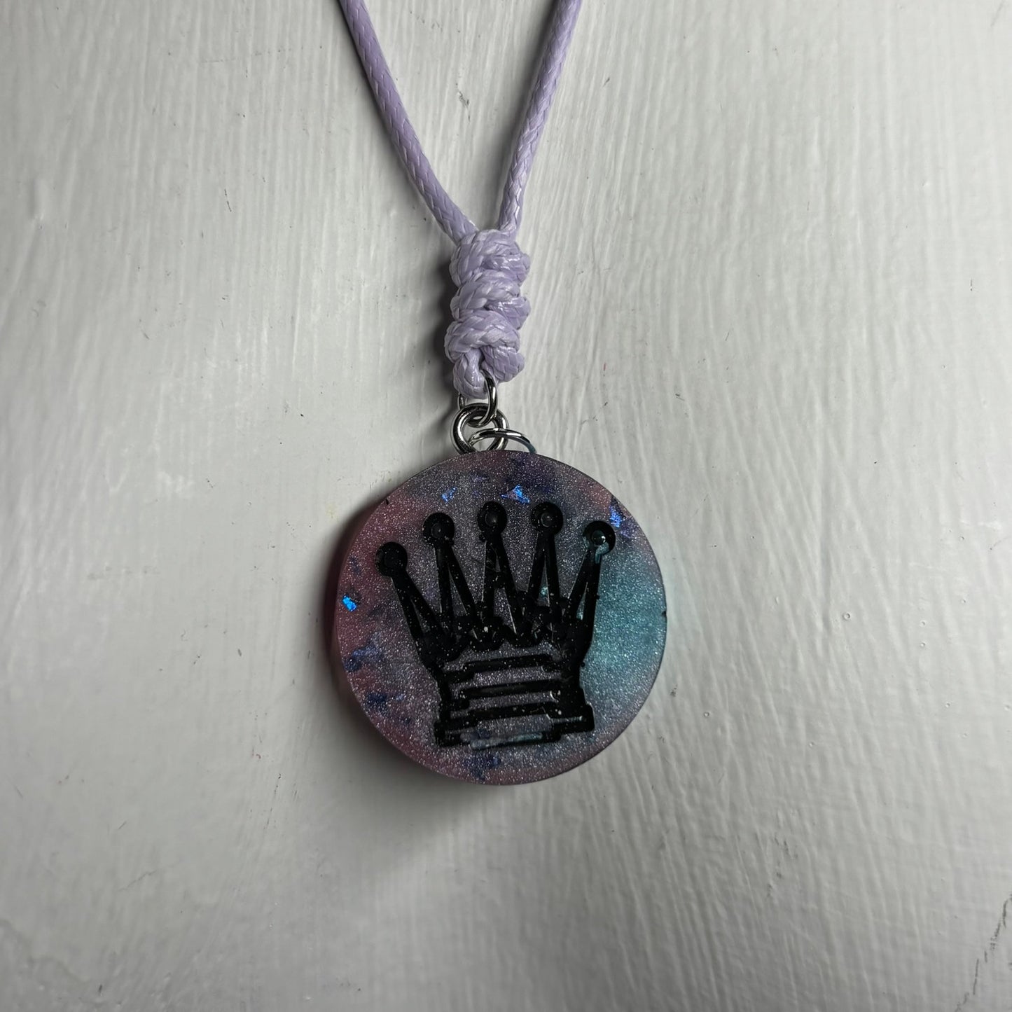 Cosmic Space Queen - Handmade Resin Chess Necklace