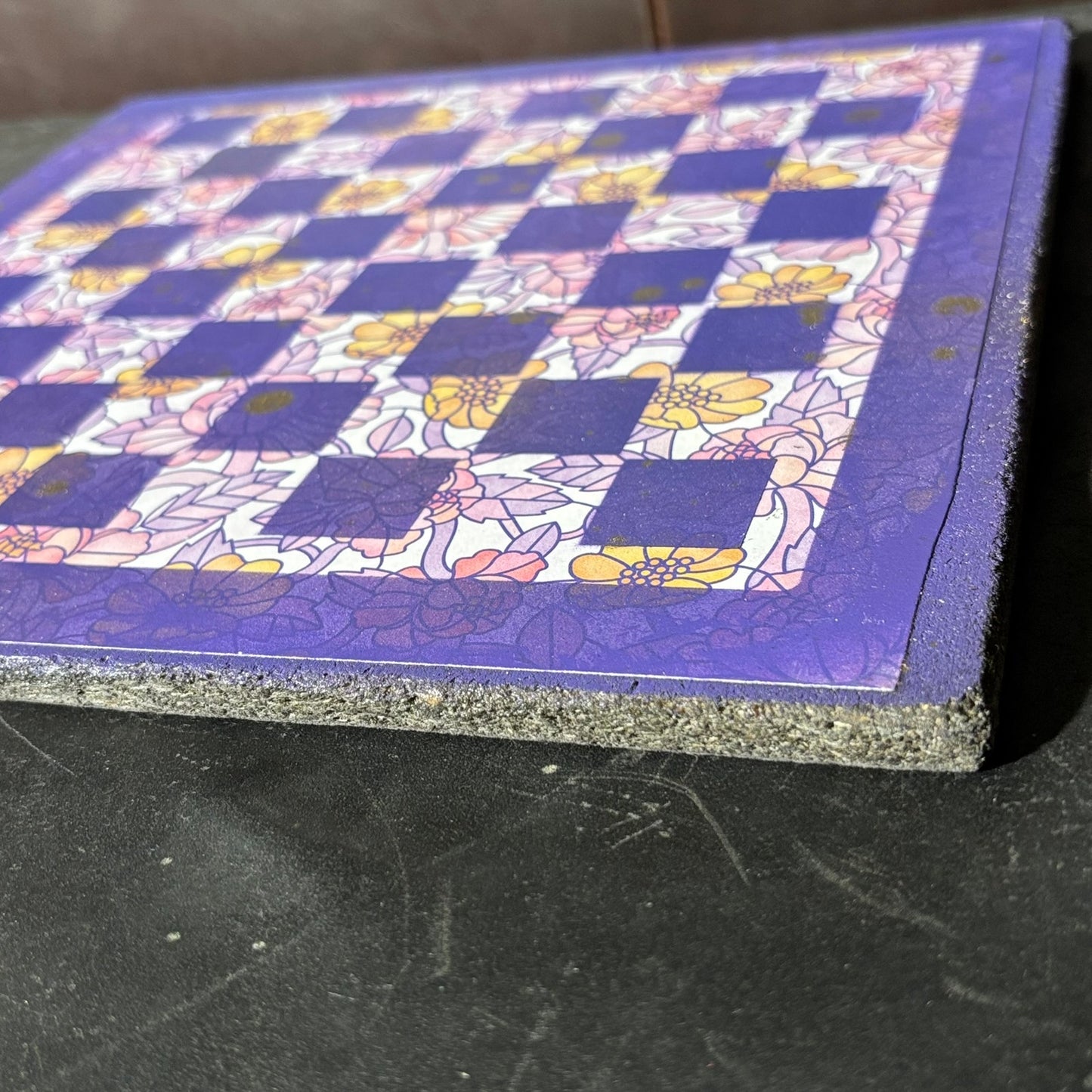 Purple Flower Flair - Scrapbook Chess Board