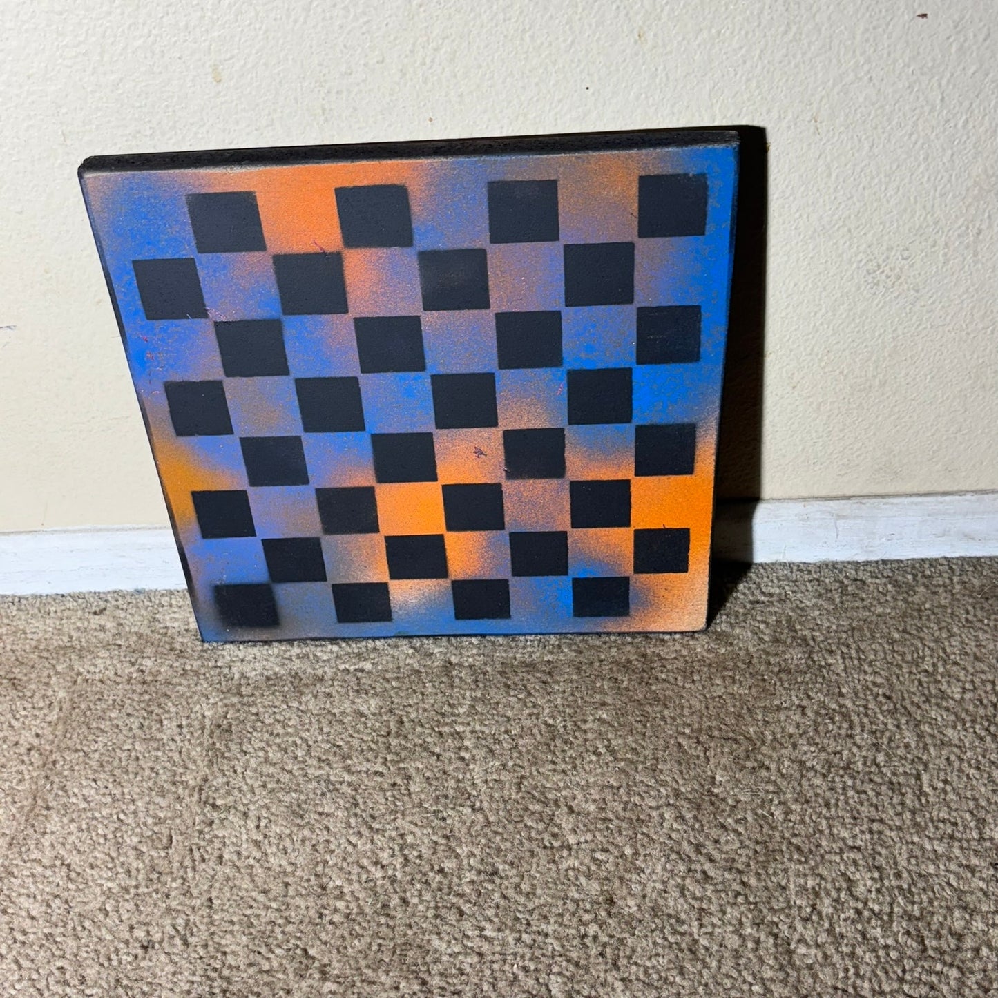 Blue & Orange - Painted Chess Board