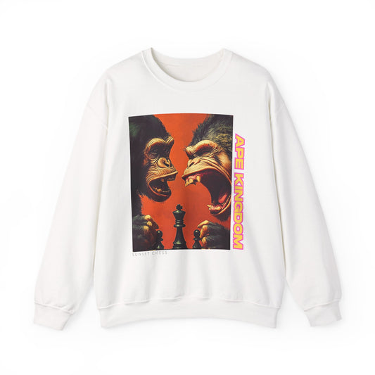 Battle Of The Apes - White Chess Crewneck Sweater