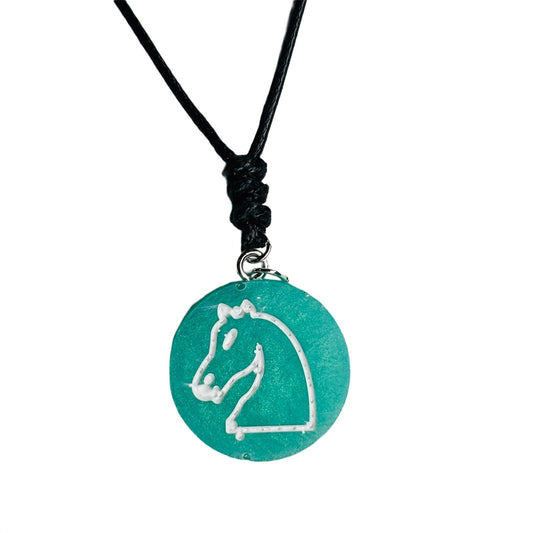 🎁 Aqua Knight - Handmade Resin Chess Necklace (100% off)