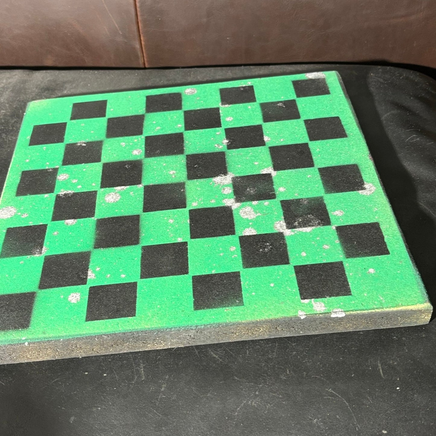 Supreme Green Splatter - Painted Chess Board