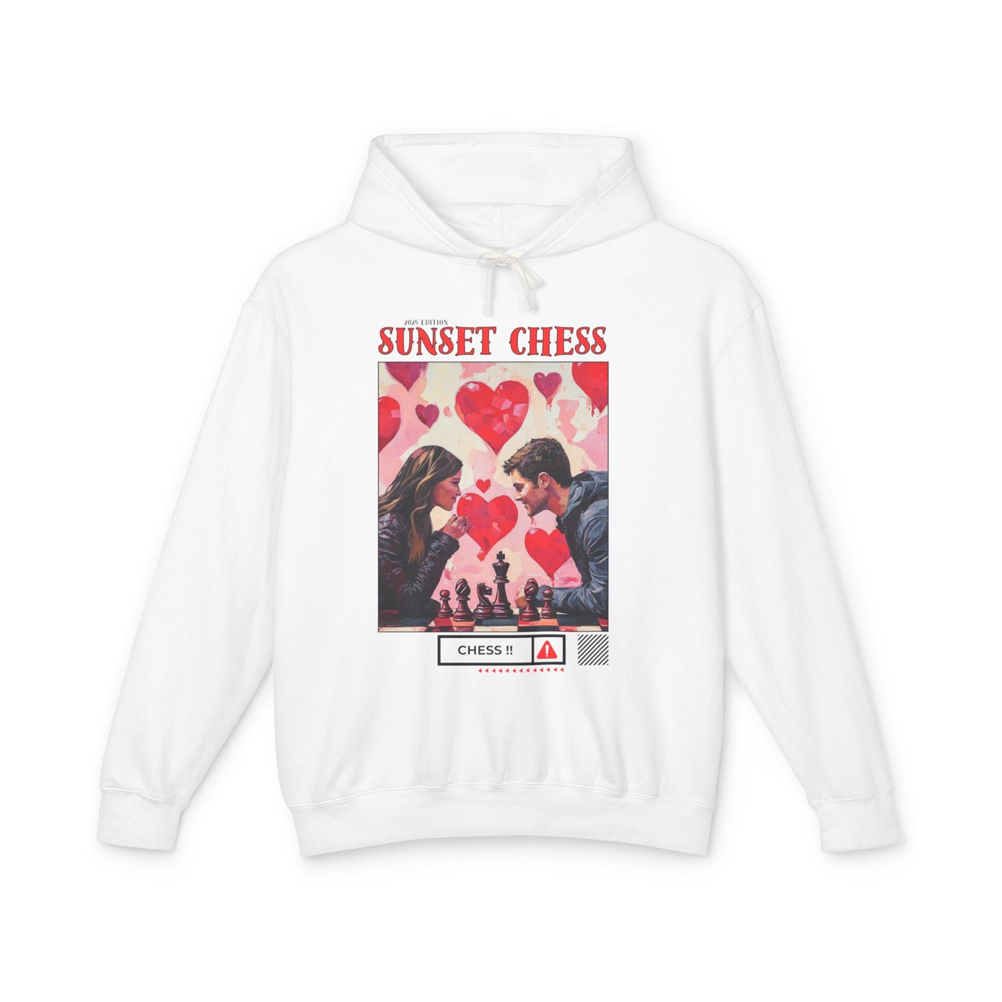 Sunset Chess Love - White Chess Hoodie