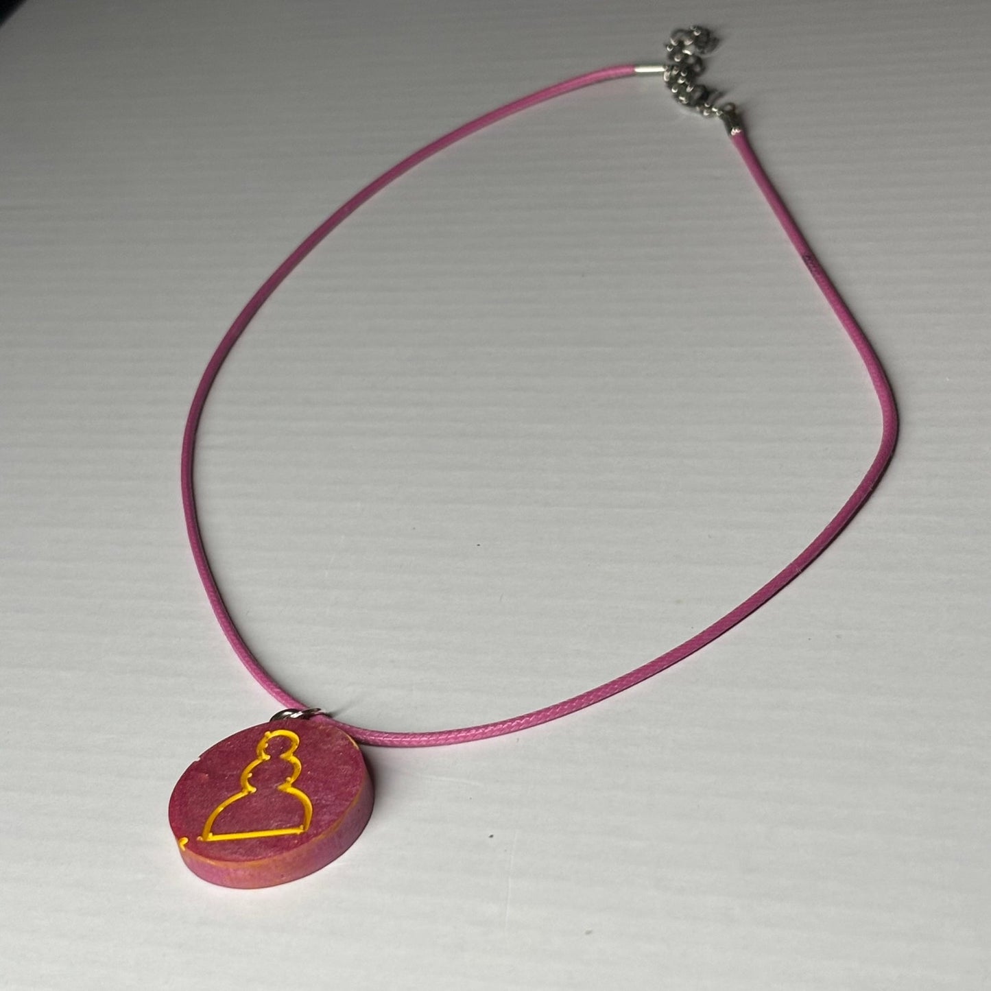 Peach Pink Pawn - Handmade Resin Chess Necklace