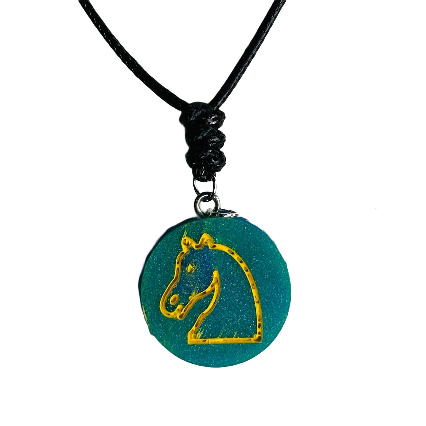 Green/Yellow Knight - Handmade Resin Chess Necklace