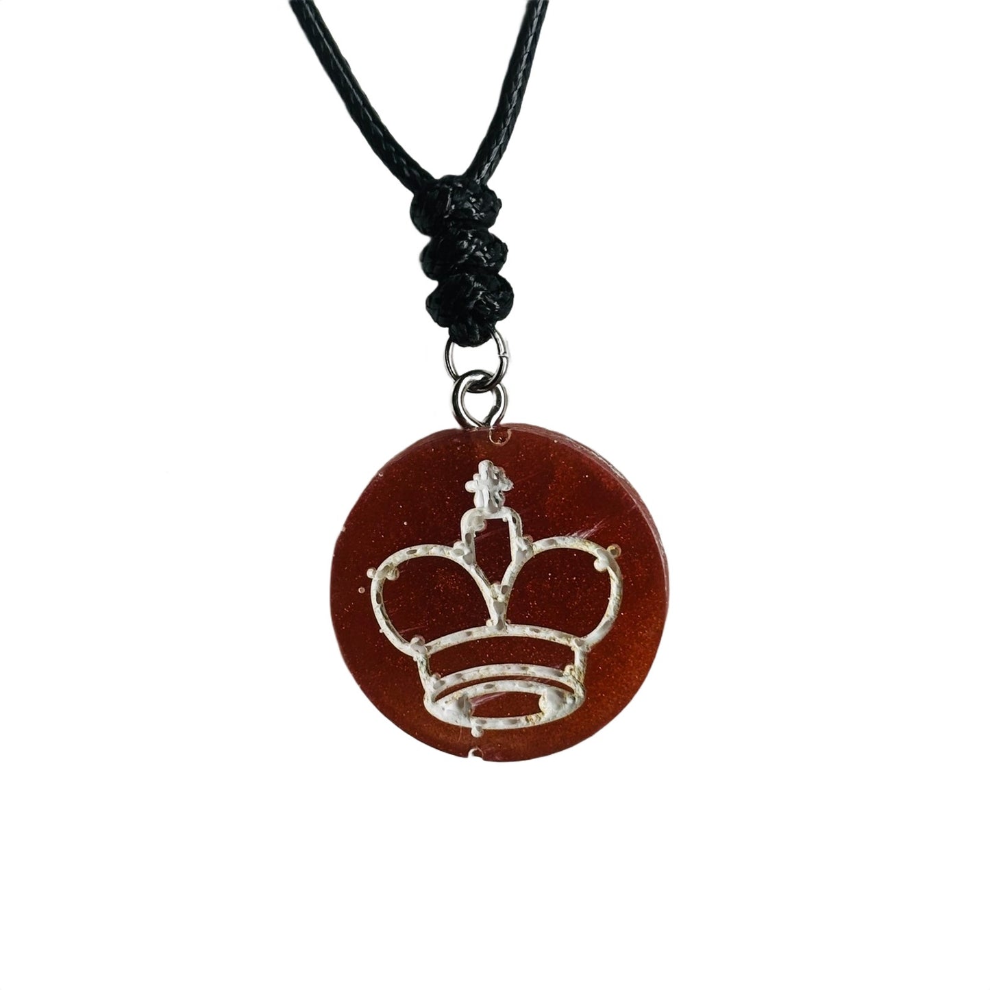 Dark Orange King - Handmade Resin Chess Necklace