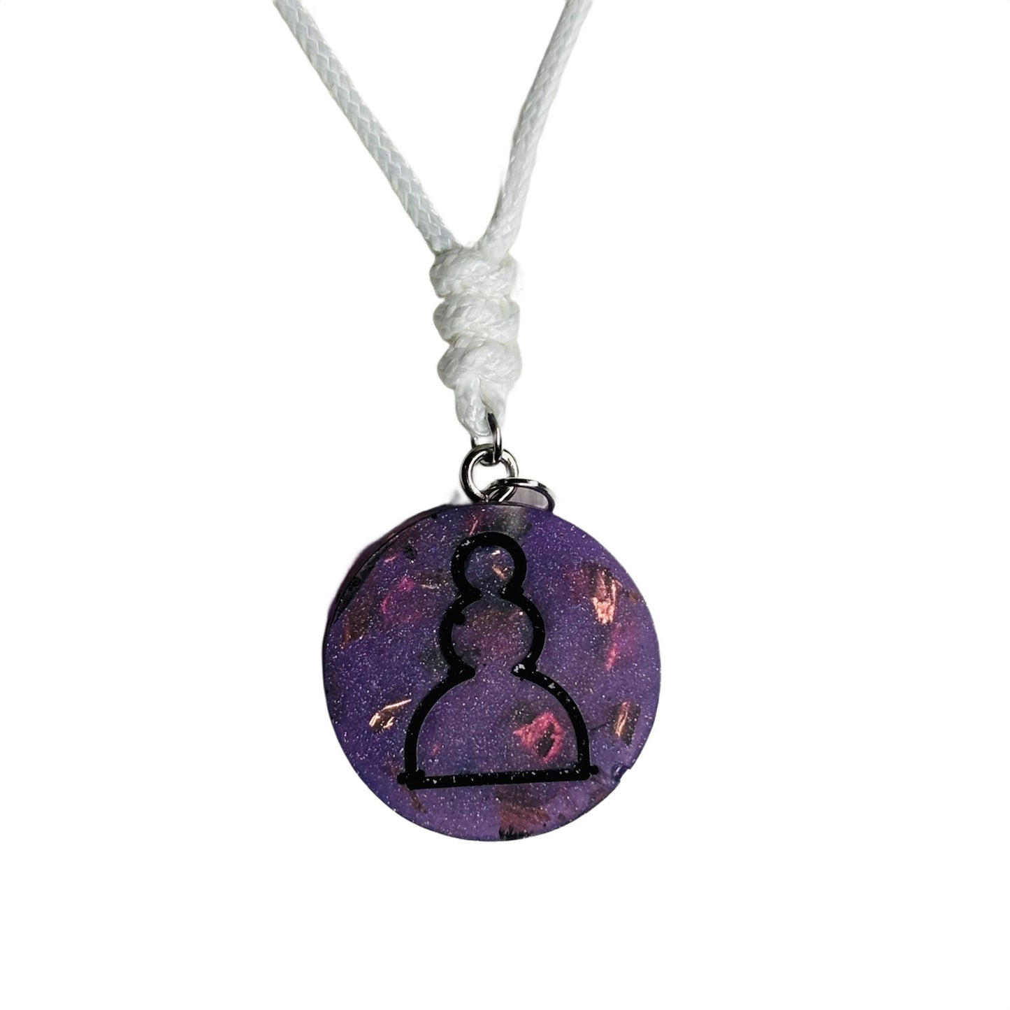 Dark Purple Pawn - Handmade Resin Chess Necklace