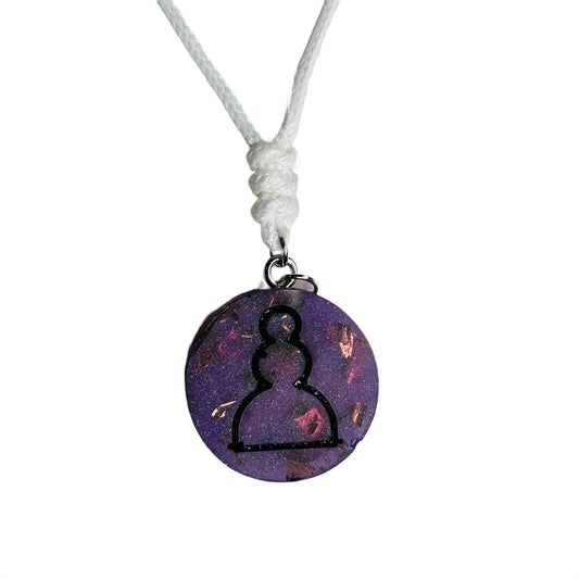 Dark Purple Pawn - Handmade Resin Chess Necklace