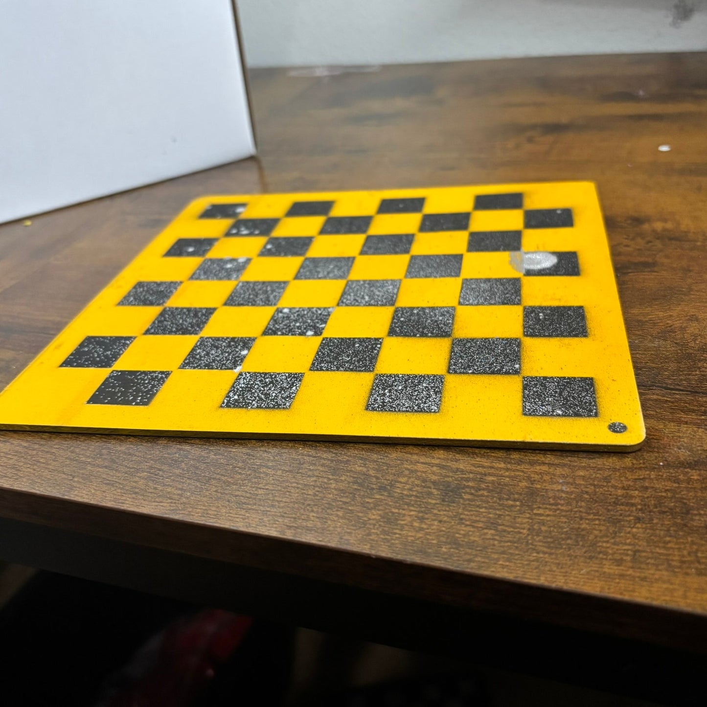 Yellow Black Chrome - Painted Thin Wooden Chess Board