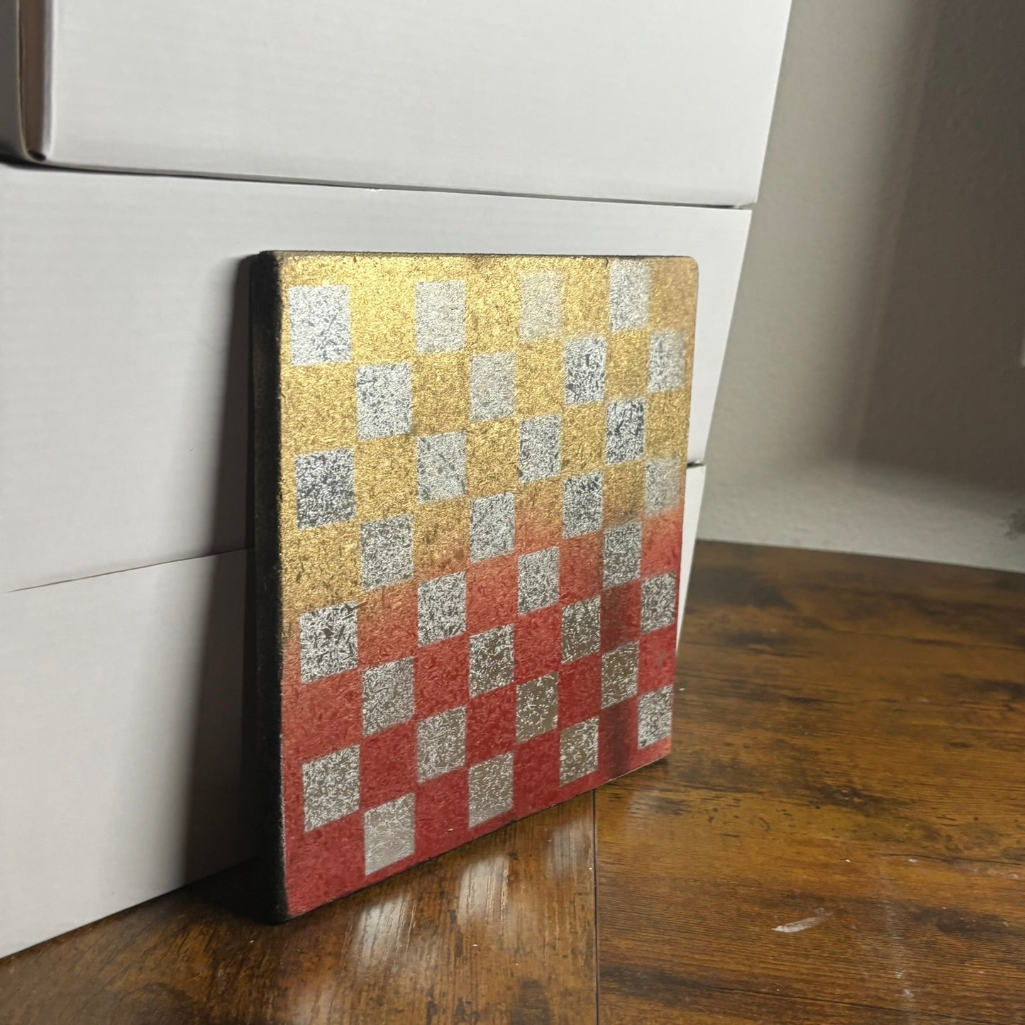 Red & Gold Chrome Hue - Painted Double Sided Chess Board