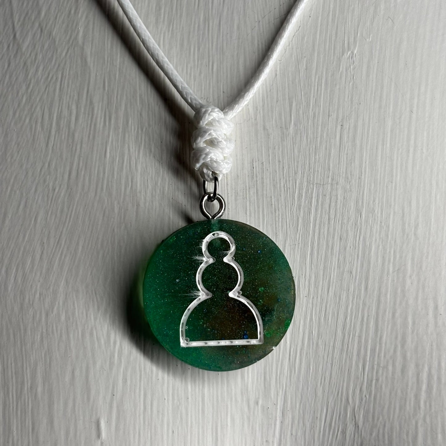 Forest Green Pawn - Handmade Resin Chess Necklace