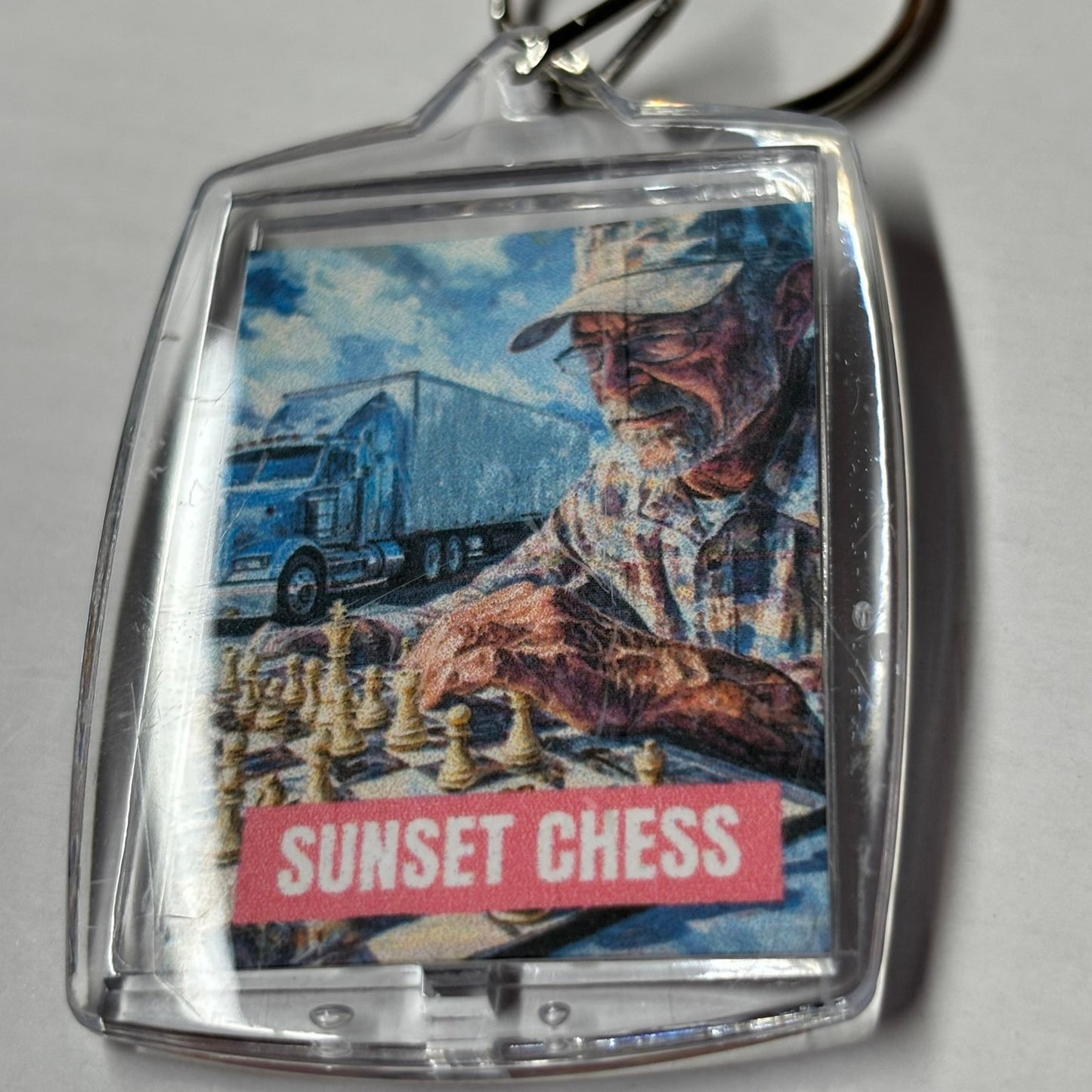 Truckers Play Too - Sunset Chess Photo Keychain