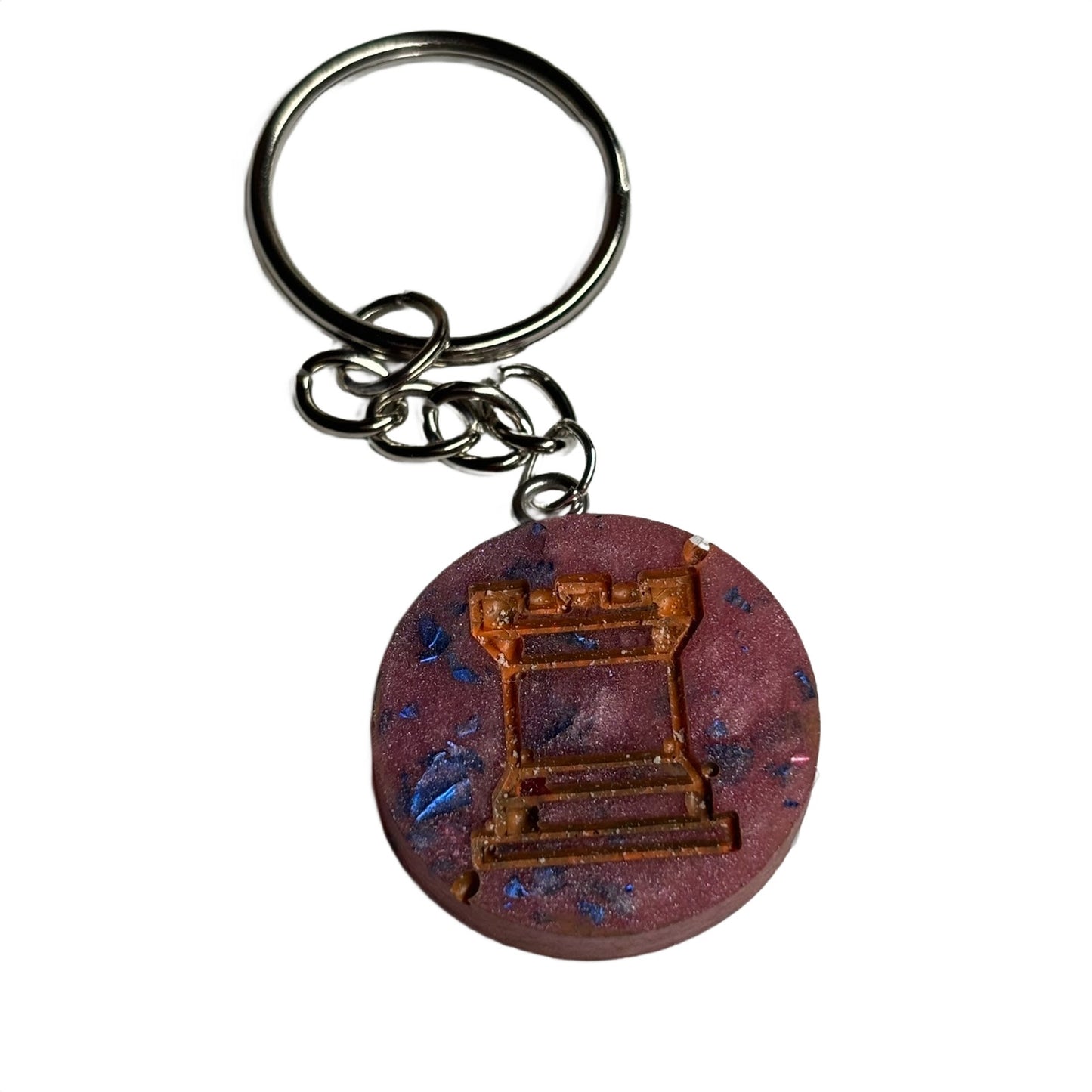 Shattered Pink Rook - Handmade Resin Keychain