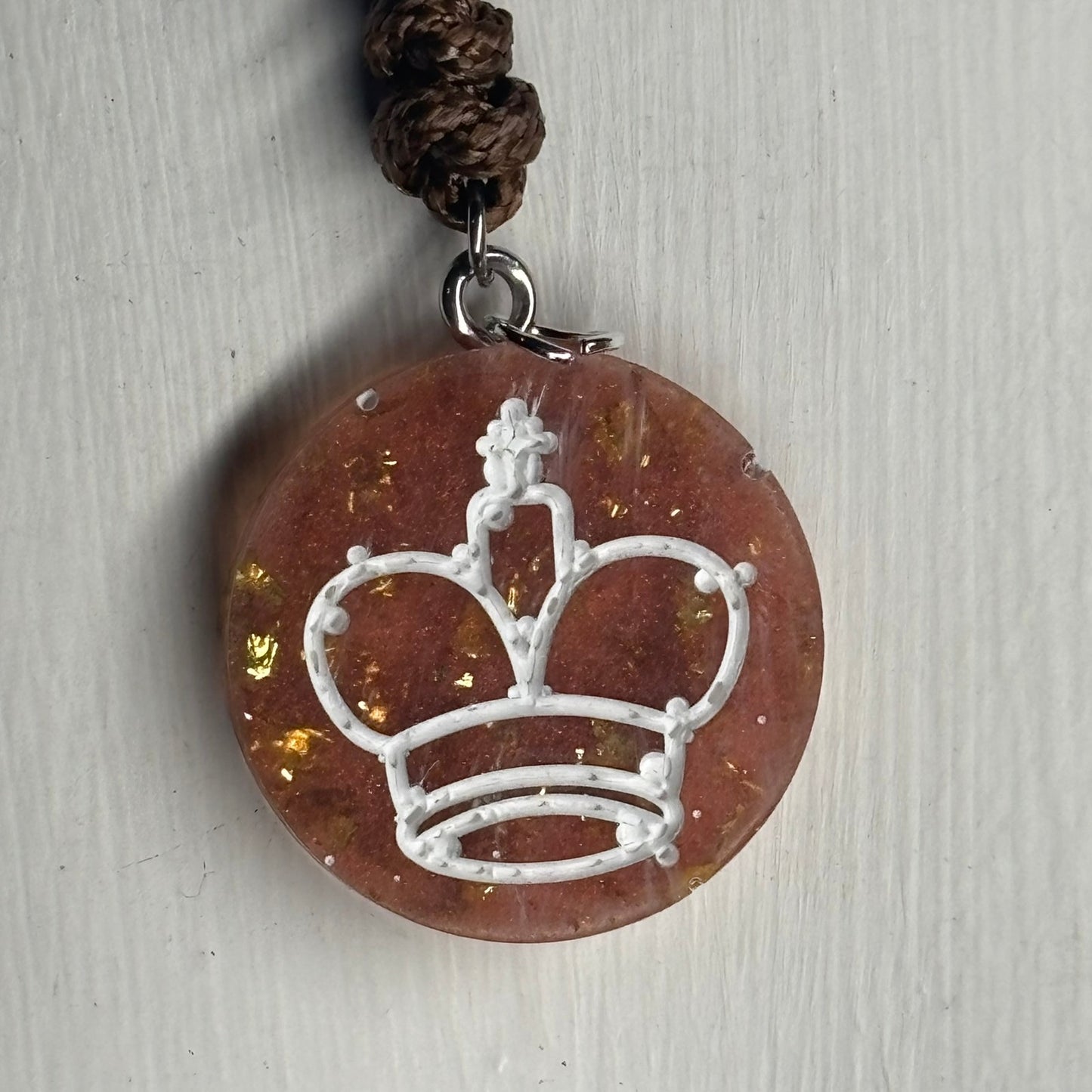 Champagne Crystal King - Handmade Resin Chess Necklace