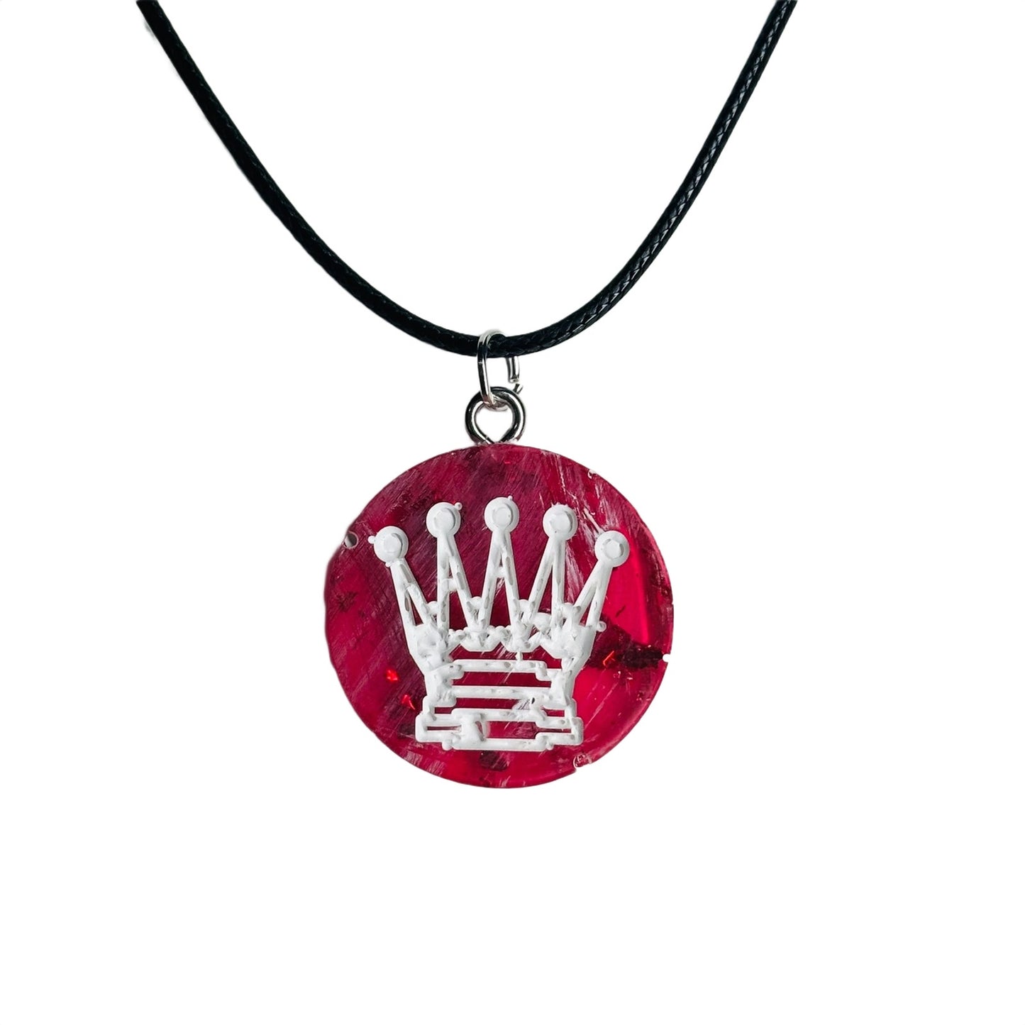 Vibrant Red Queen - Handmade Resin Chess Necklace