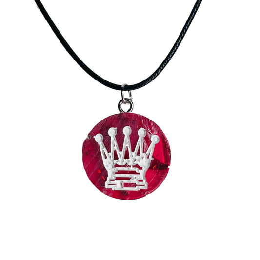 Vibrant Red Queen - Handmade Resin Chess Necklace