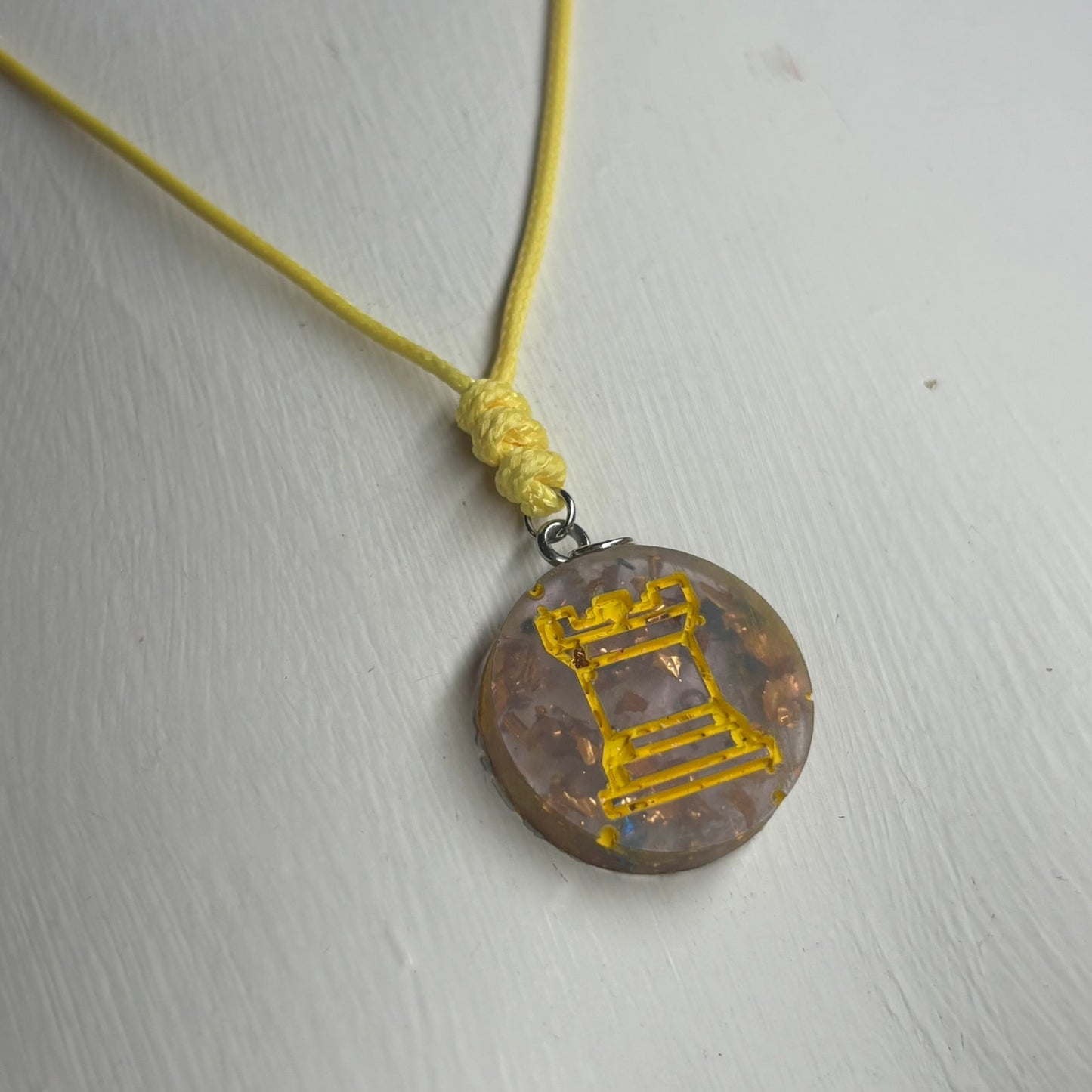 Crystal Yellow Rook - Handmade Resin Chess Necklace