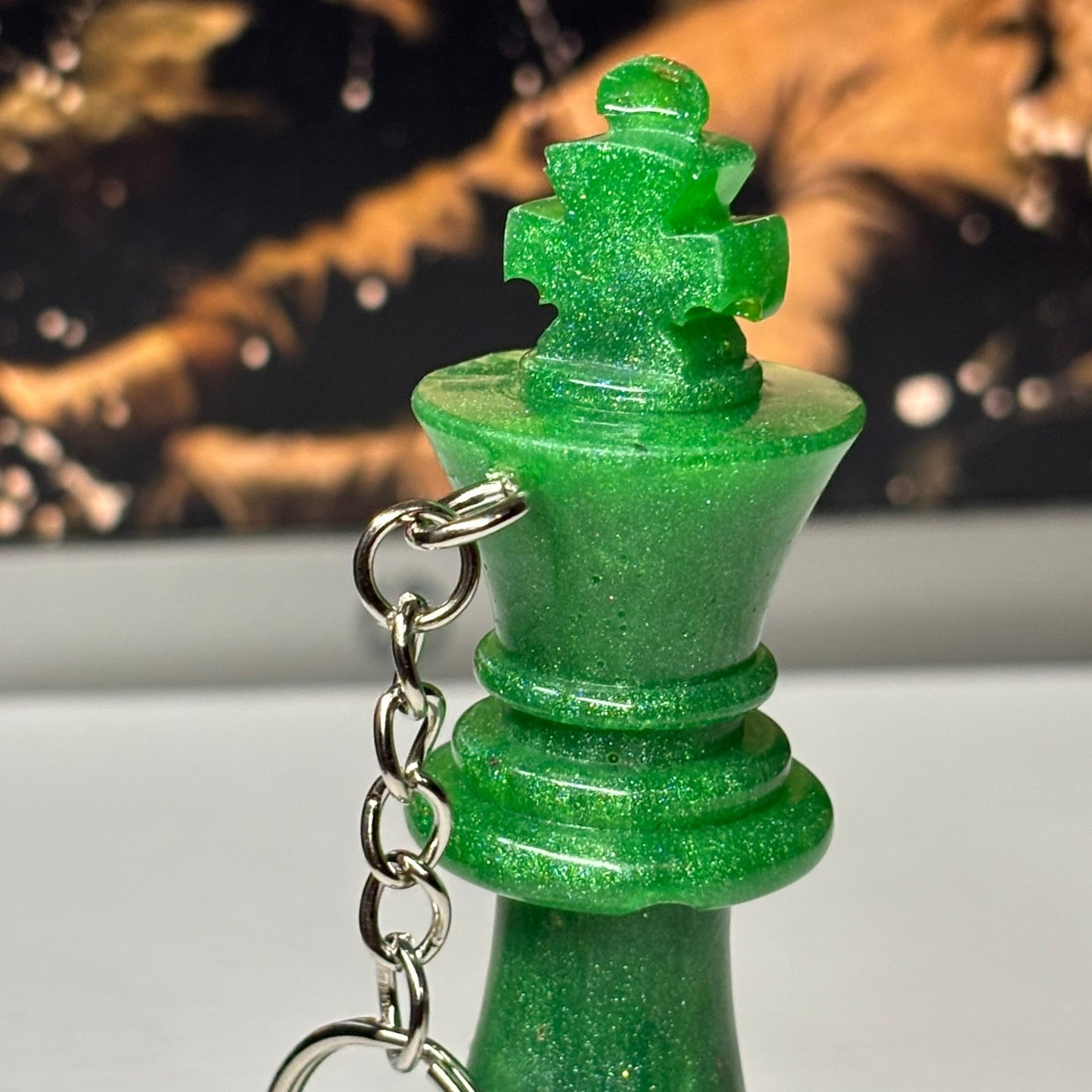 Solid Green King - Handmade Resin Keychain - Large Edition