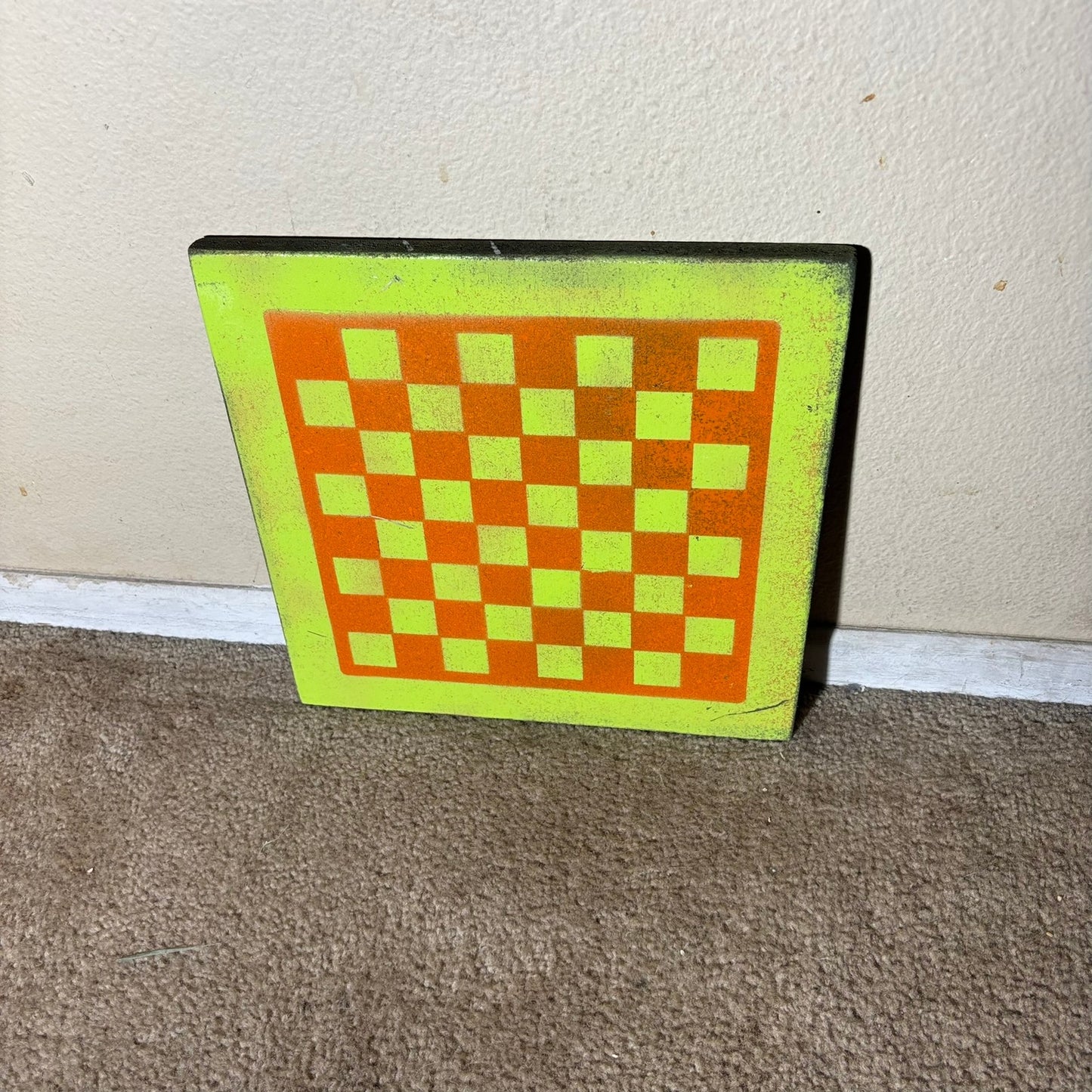 Green & Orange - Painted Chess Board