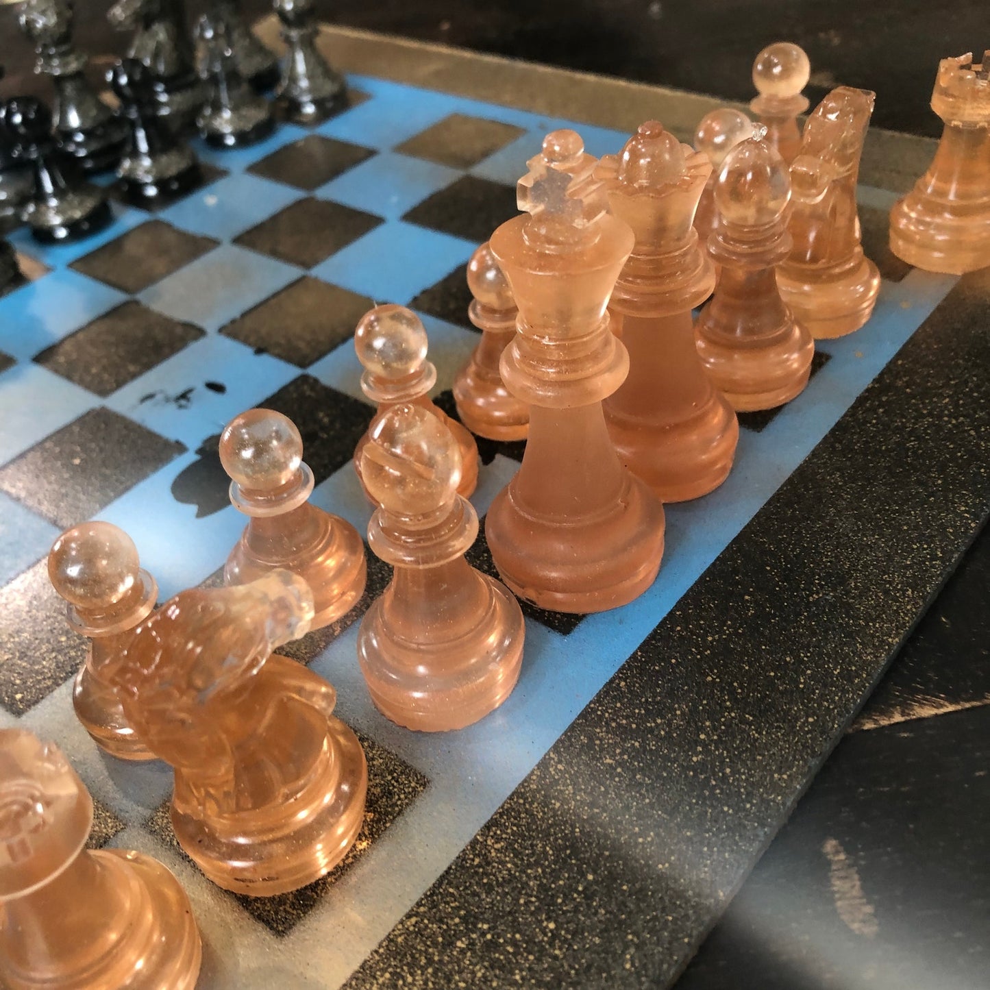 Golden Blue - Painted Chess Set