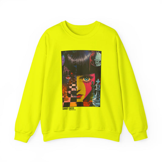 Freaks Come Out  - Neon Green Chess Crewneck Sweater