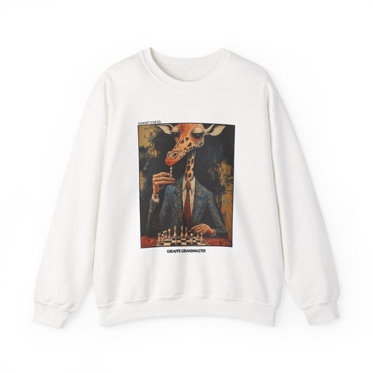 Giraffe Grandmaster - White Chess Crewneck Sweater
