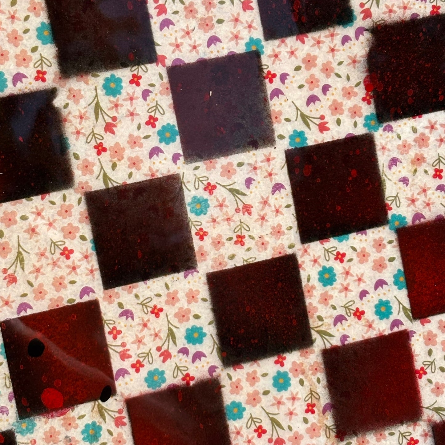 Colorful FLowers - Resin Coated Chess Board