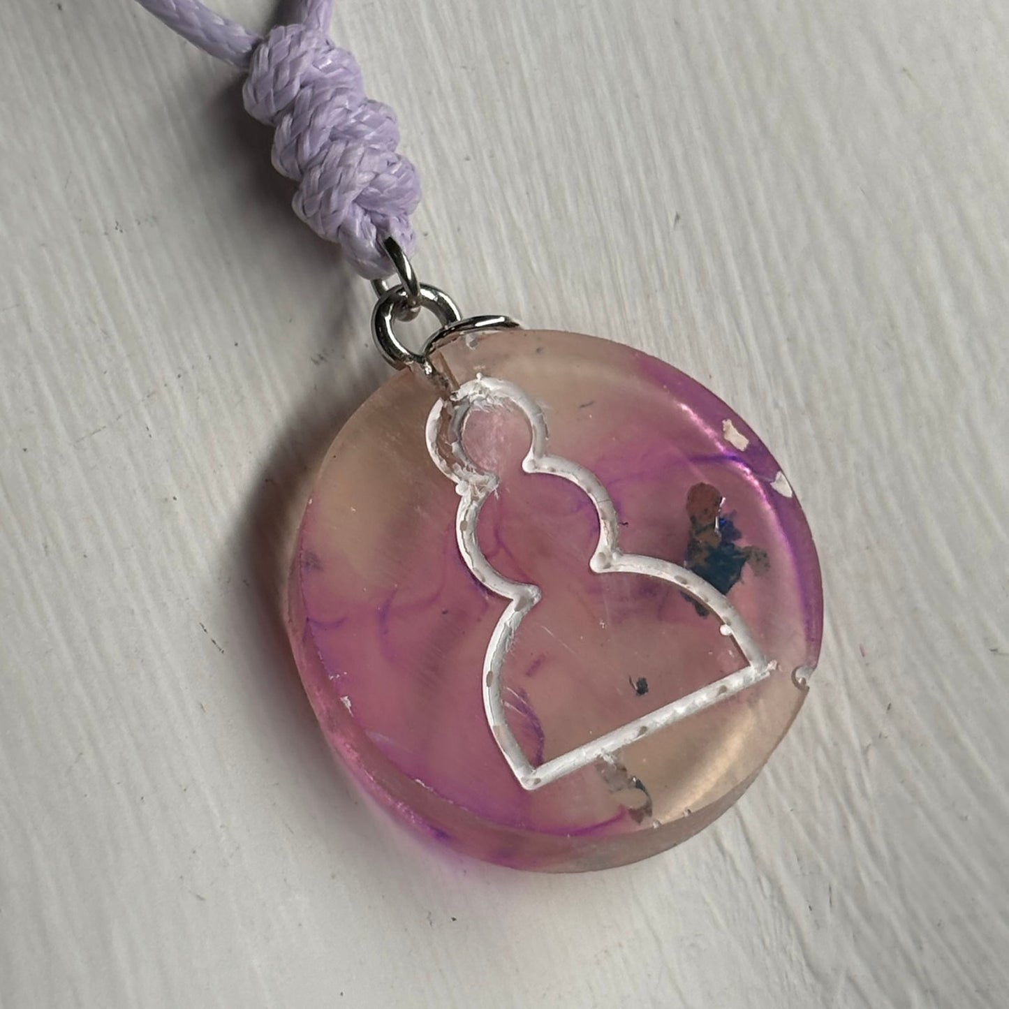 Cosmic Pink Pawn - Handmade Resin Chess Necklace
