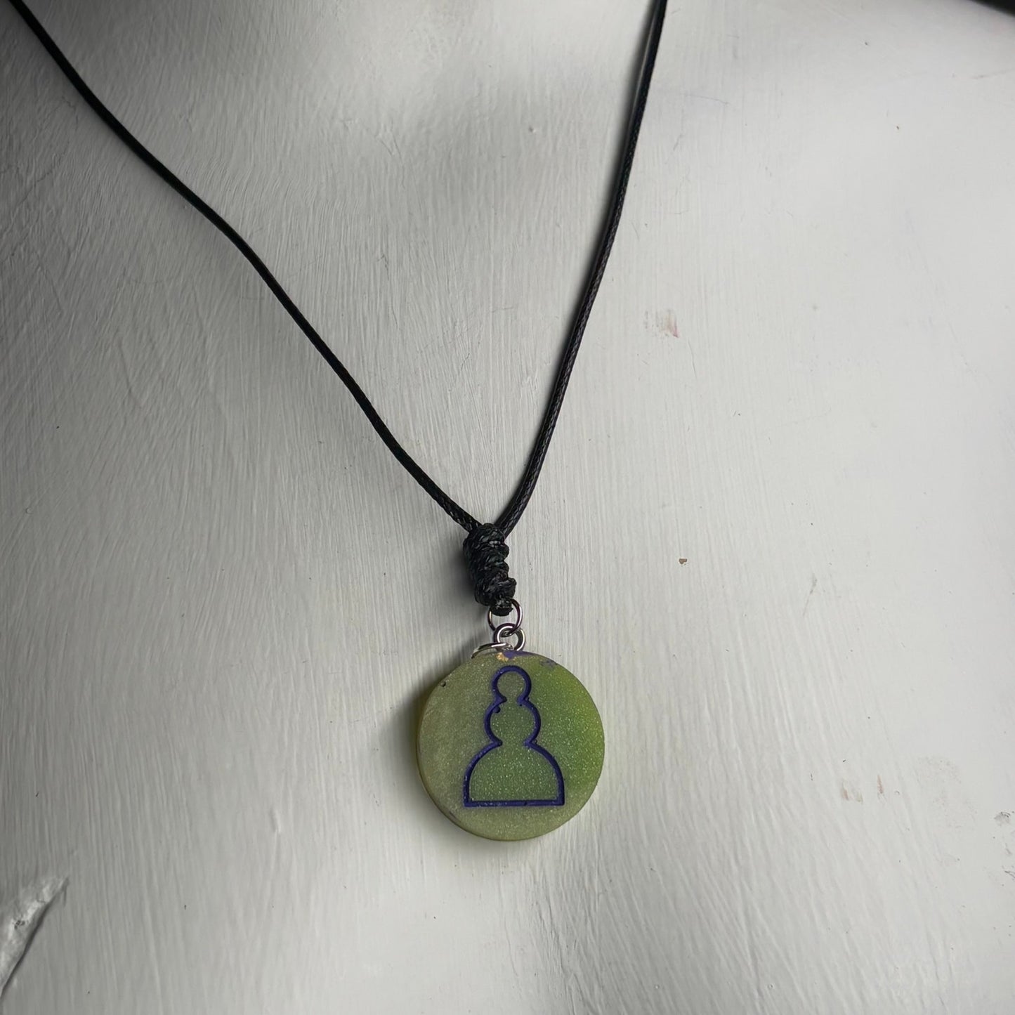 Lime Green Pawn - Handmade Resin Chess Necklace