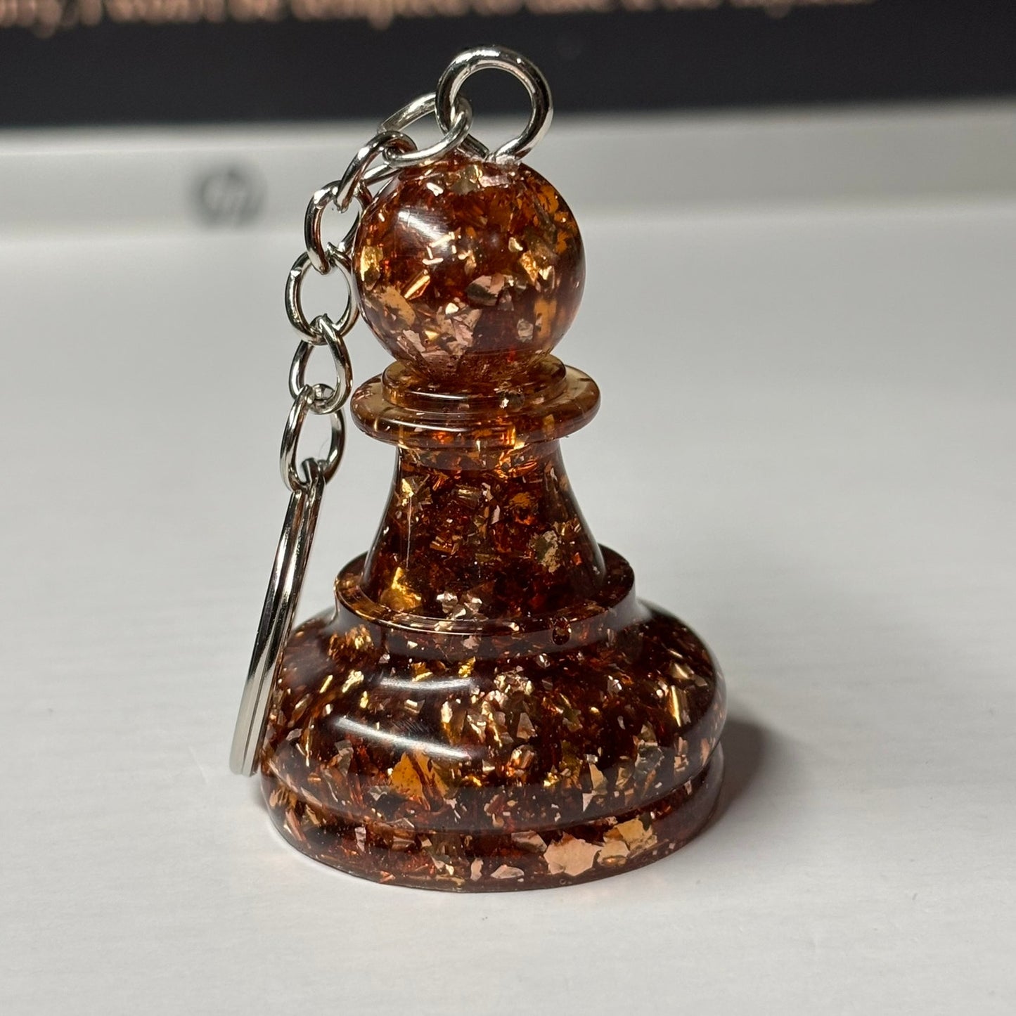 Amber Crystal Pawn - Handmade Resin Keychain - Large Edition